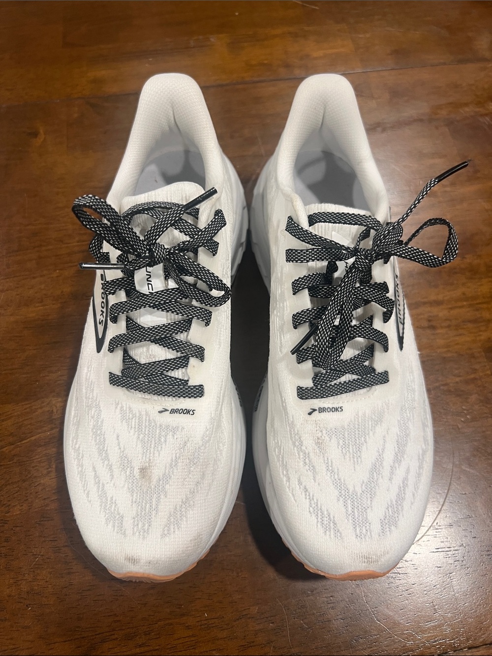 Brooks White Running Shoes with Black Laces